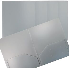 Better Office Products Heavyweight Gray Plastic 2 Pocket Portfolio Folder, Letter Size Poly Folders, 24 Pack, Gray