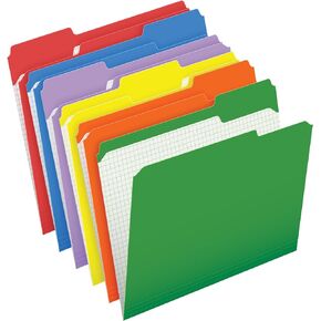 Pendaflex Color File Folders with Interior Grid, Letter Size, Assorted Colors, 1/3 Cut, 100/BX (R152 1/3 ASST)