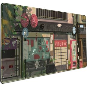Cherry Blossom Mouse Pad Kawaii Pink Floral Desk Mat, Japanese Pastel Sakura Large Anime Gaming Mousepad XXL, Cute Aesthetic Mount Fuji Japan Keyboard Mats for Women Office Desk Pads 31.5"x15.75"