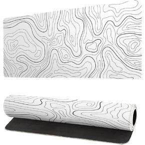 Japanese Black Sea Wave Mouse Pad Large Gaming Mousepad Non-Slip Rubber Base Kanagawa Big Keyboard Mouse Mat Stitched Edges 31.5x11.8 Inch XL Desk Mat Computer Desk Pad for Home Office and Gaming