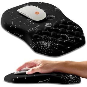 Ergonomic Slope Mouse Pad Wrist Support, Wrist Rest Mousepad for Carpal Tunnel Pain Relief with Massage Bulge and Slow Rebound Memory Foam (12x8 inch, Black)