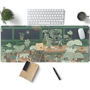 Japanese Minimalist Floral Desk Mat Aesthetic Flowers XL Large Extended Gaming Mouse Pad with Stitched Edges, Big Laptop Computer Keyboard and Mouse Mat for Girl Women Office Decor 31.5x11.8 in