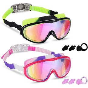 2 Pack Kids Swim Goggles, Swimming Glasses for Children from 3 to 15 Years Old