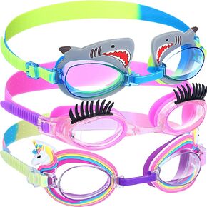 3 Pack Kids Goggles for Swimming Anti Fog Leak Proof Swim Glasses Waterproof Swim Goggles for Kids Girls Boys Youth Age 3-14