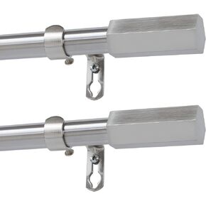 FMFUNCTEX (2 Pack Window Curtain Single Rod Double Sets with Hexagonal Modern Finials, 5/8" Diameter, Adjustable Lengths from 48 to 86 Inches, Gray
