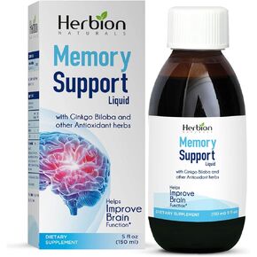 Herbion Naturals Memory Support Liquid - Helps Improve Brain Function & Absent Mindedness - Adults and Children Over 12 yo - 5 Fl Oz (150 ml)