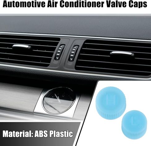 X AUTOHAUX زوج واحد من أغطية صمامات مكيف الهواء للسيارات مقاس 0.62 بوصة، غطاء صمام الهواء، مجموعة غطاء سدادة الغبار لنظام تكييف الهواء في السيارة، بلاستيك ABS أزرق in Saudi Arabia