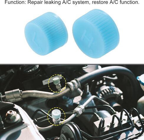 X AUTOHAUX زوج واحد من أغطية صمامات مكيف الهواء للسيارات مقاس 0.62 بوصة، غطاء صمام الهواء، مجموعة غطاء سدادة الغبار لنظام تكييف الهواء في السيارة، بلاستيك ABS أزرق in Saudi Arabia
