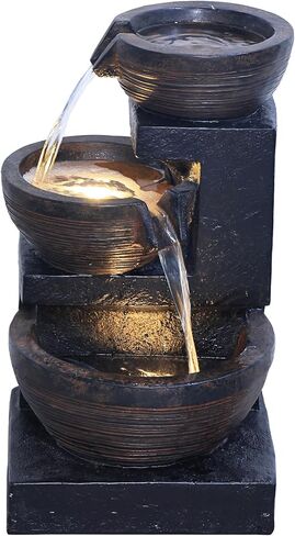 Enchanting Outdoor Fountain with 12 Warm White LED Lights - Black in Saudi Arabia