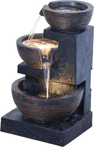 Enchanting Outdoor Fountain with 12 Warm White LED Lights - Black in Saudi Arabia