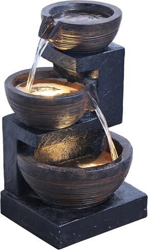 Enchanting Outdoor Fountain with 12 Warm White LED Lights - Black in Saudi Arabia
