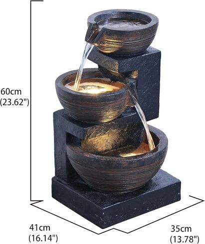 Enchanting Outdoor Fountain with 12 Warm White LED Lights - Black in Saudi Arabia