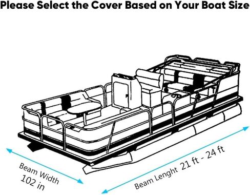 iCOVER Trailerable Pontoon Boat Cover, Fits 17 to 28ft Long & Beam Width up to 102in Pontoon Boat with Storage Bag in Kuwait