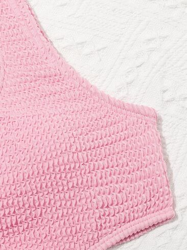 OYOANGLE Girl's Textured One Shoulder Ring Linked Tummy Control Bathing Suit Summer Beach One Pieces Swimsuits in Saudi Arabia