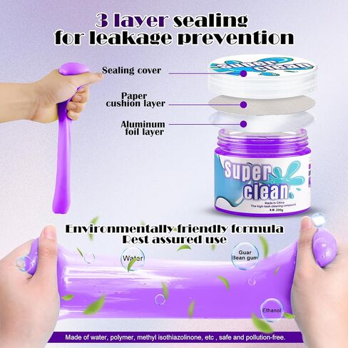 جل تنظيف للسيارة، يتضمن فرشاة ناعمة لتفصيل غبار السيارات ومنظف شقوق السيارة وفتحة تهوية داخلية وإزالة المعجون وتنظيف لوحة المفاتيح لفتحات السيارة وأجهزة الكمبيوتر المحمولة وأجهزة الكمبيوتر المحمولة in Kuwait