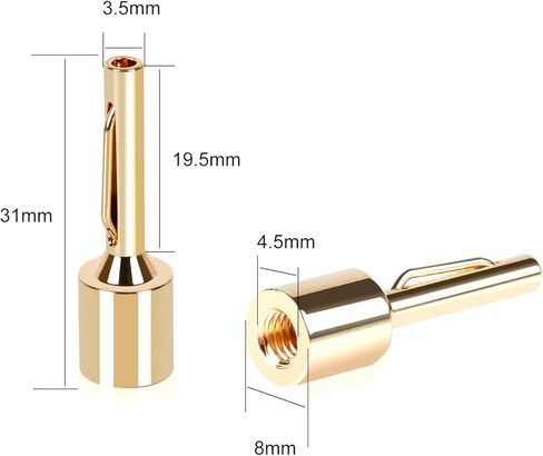 SKW Speaker Wire Connectors, Convertible Connectors Gold Plated Speaker Pin Plugs, 2 mm Pin Banana Screw Plug for Speaker Cable (4pcs) in Kuwait