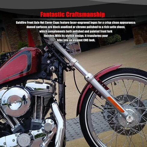 Goldfire Billet 3D هيكل عظمي قوطي هيكل عظمي جمجمة المحور الأمامي غطاء غطاء متوافق مع Harley Softail Electra Road Street Glide Sportster 2002-2023 (كروم بعيون حمراء) in Saudi Arabia