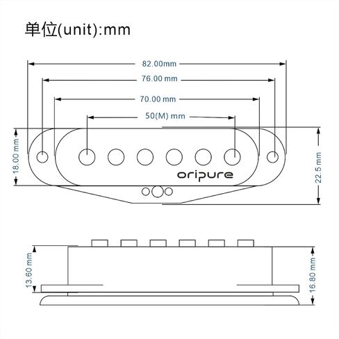 OriPure Vintage Flat-Pole Strat Pickups Alnico 5 Single Coil Pickup Black Bridge Pickups TFF566 in Saudi Arabia