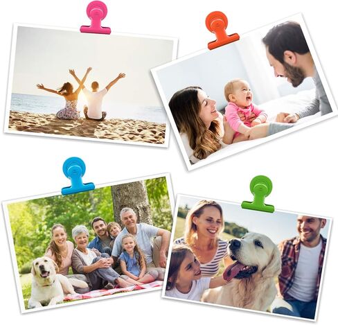 مشابك مغناطيسية، 24 قطعة من المشابك المعدنية المغناطيسية للثلاجة والسبورة البيضاء ومغناطيس الثلاجة ومذكرة مذكرة ومشابك ملونة لديكور الفصول الدراسية واللوازم المدرسية in Kuwait