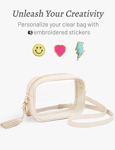 حقيبة شفافة معتمدة من الاستاد، حقيبة كروس صغيرة شفافة من Preppy Patch مع حزام كتف قابل للتعديل in Kuwait