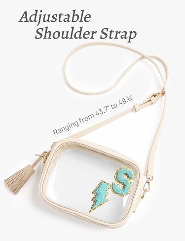 حقيبة شفافة معتمدة من الاستاد، حقيبة كروس صغيرة شفافة من Preppy Patch مع حزام كتف قابل للتعديل in Kuwait