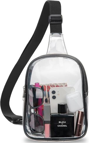 Clear Bag Stadium Approved Clear Sling Bag Clear Bags for Women Men Clear Crossbody Pack with Double Pockets for Concert Music Festival Sporting Event in Kuwait