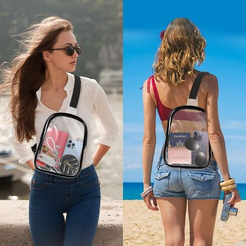 Clear Bag Stadium Approved Clear Sling Bag Clear Bags for Women Men Clear Crossbody Pack with Double Pockets for Concert Music Festival Sporting Event in Kuwait