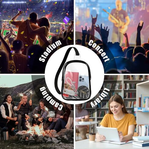 Clear Bag Stadium Approved Clear Sling Bag Clear Bags for Women Men Clear Crossbody Pack with Double Pockets for Concert Music Festival Sporting Event in Kuwait