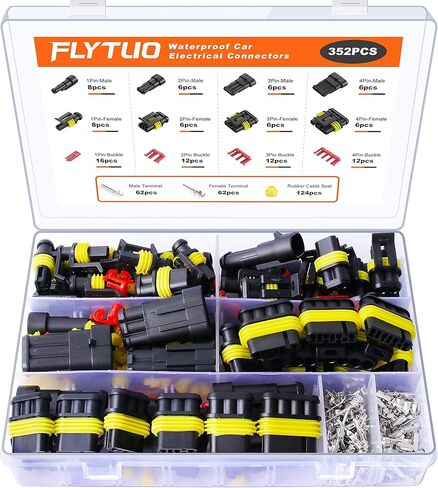 708 قطعة مجموعة موصلات أسلاك كهربائية للسيارة مقاومة للماء، 1/2/3/4/5/6 موصلات دبوس ذكر وأنثى للدراجات النارية والشاحنات والسيارات والقوارب والسكوتر in Kuwait