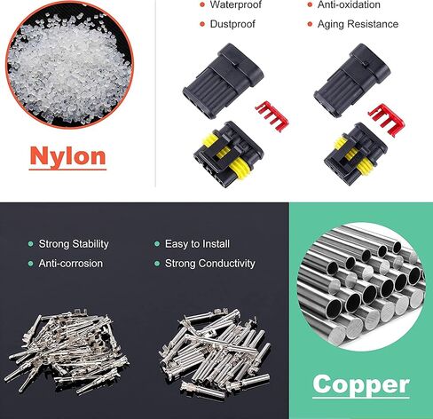 708PCS Automotive Waterproof Car Electrical Wire Connectors Plug Kit, 1/2/3/4/5/6 Male and Female Pin Connectors for Motorcycle, Truck, Car, Boats, Scooter in Saudi Arabia