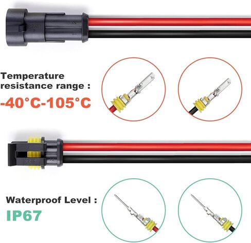708 قطعة مجموعة موصلات أسلاك كهربائية للسيارة مقاومة للماء، 1/2/3/4/5/6 موصلات دبوس ذكر وأنثى للدراجات النارية والشاحنات والسيارات والقوارب والسكوتر in Kuwait