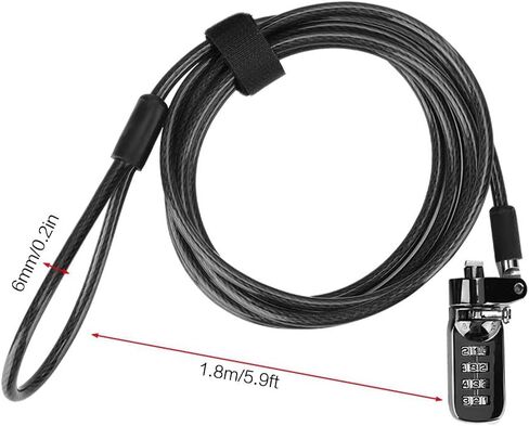Dioche Laptop Combination Lock Security Cable, Theft Deterrent Keyless Lock with 4 Digit Password Protections for Laptop, MacBook, iPad, Tablets - 1.8m Length in Saudi Arabia