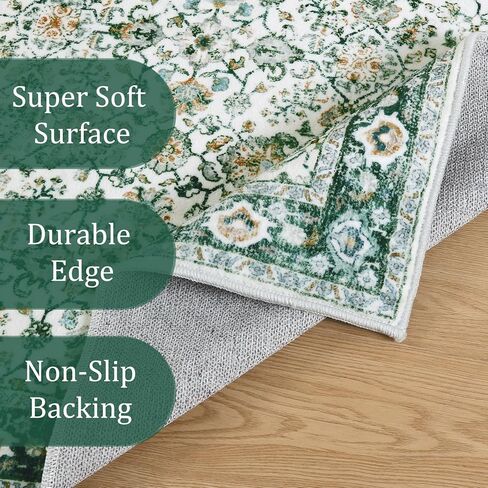 Morebes Vintage Washable Bathroom Runner,Floral Rug Runners for Hallways 6 Feet Non Slip, Distressed Brick Red Runner Rug for Bedrooms, Throw Carpet Runner for Kitchen Entry Entrance in Saudi Arabia