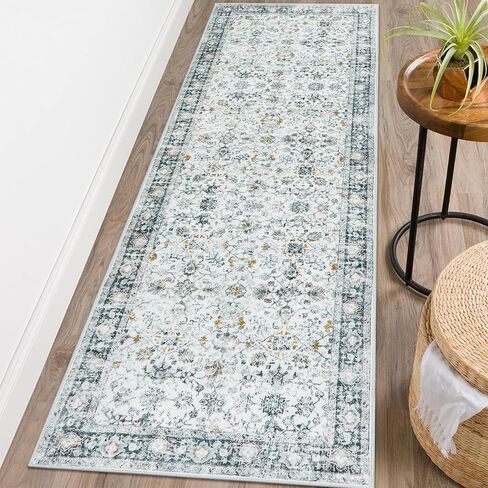 Morebes Vintage Washable Bathroom Runner,Floral Rug Runners for Hallways 6 Feet Non Slip, Distressed Brick Red Runner Rug for Bedrooms, Throw Carpet Runner for Kitchen Entry Entrance in Saudi Arabia