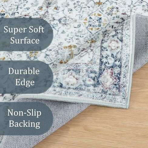 Morebes Vintage Washable Bathroom Runner,Floral Rug Runners for Hallways 6 Feet Non Slip, Distressed Brick Red Runner Rug for Bedrooms, Throw Carpet Runner for Kitchen Entry Entrance in Saudi Arabia