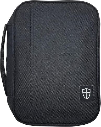 G.T. Luscombe Company, Inc. Armor of God Bible Cover & Book Cover | Oxford Cloth with Handle & Cross Emblem Zipper-Pull | 4 Pen Loops Inside Cover | Outside Pocket | Black & Tiffany Blue | Large & XL in Kuwait