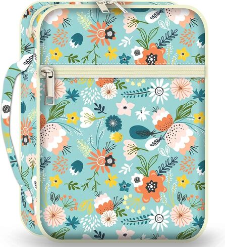 غطاء الكتاب المقدس للنساء والفتيات حقيبة حمل الكتاب المقدس مع مقبض دراسة الكتاب المقدس حقيبة واقية موضوع الأزهار in Kuwait