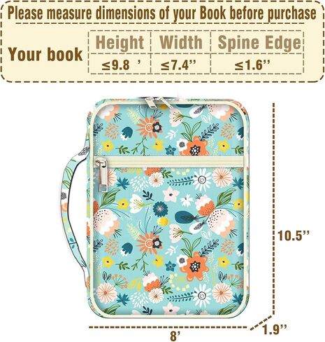 غطاء الكتاب المقدس للنساء والفتيات حقيبة حمل الكتاب المقدس مع مقبض دراسة الكتاب المقدس حقيبة واقية موضوع الأزهار in Kuwait
