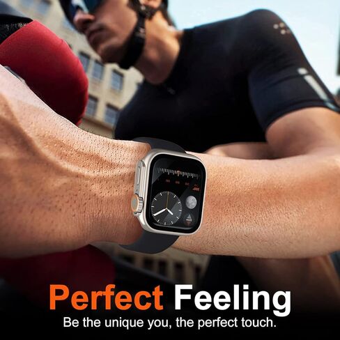 حافظة حماية شاشة لساعة Apple Series 7/8 مقاس 41 مم [تشبه حافظة Apple Watch Ultra] حافظة بتصميم من الزجاج المقسى لساعة IWatch 7 8 حافظة مقاس 41 مم لساعة Apple Watch 8 مقاس 41 مم in Kuwait