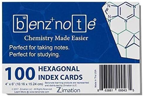 Index Cards, for Organic and Bio Chemistry, 4" x 6", Hexagonal Graph Rule, Green Lined, 100 Index Cards in Saudi Arabia