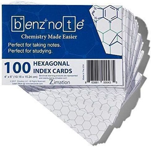 Index Cards, for Organic and Bio Chemistry, 4" x 6", Hexagonal Graph Rule, Green Lined, 100 Index Cards in Saudi Arabia