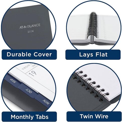 AT-A-GLANCE 2024 Monthly Planner, DayMinder, 8-1/2" x 11", Large, Gray (GC4700724) in Saudi Arabia