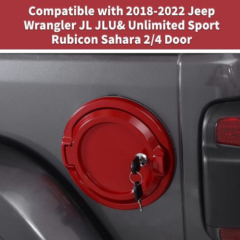 غطاء غطاء خزان الغاز لباب الوقود JL مناسب لـ 2018-2024 Jeep Wrangler JL JLU 2/4 باب، ملحقات خارجية لباب الوقود من الألومنيوم (وردي) in Saudi Arabia