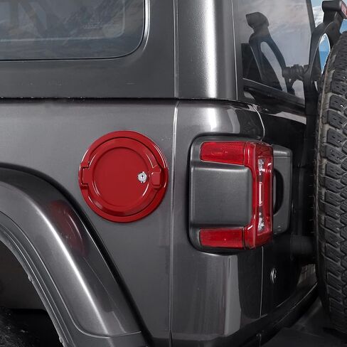 غطاء غطاء خزان الغاز لباب الوقود JL مناسب لـ 2018-2024 Jeep Wrangler JL JLU 2/4 باب، ملحقات خارجية لباب الوقود من الألومنيوم (وردي) in Saudi Arabia