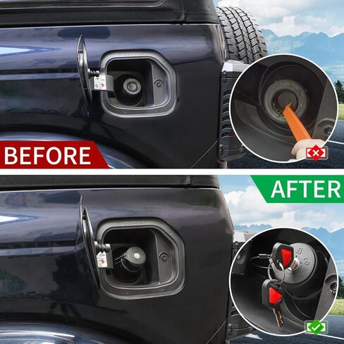 غطاء غطاء قفل باب خزان الوقود حشو الوقود متوافق مع فورد برونكو 2 باب 4 باب 2021 2022 2023 2024 ملحقات قفل غطاء الغاز in Kuwait