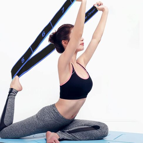 حزام اليوغا، حزام اليوغا المطاطي، حزام تمرين متعدد الحلقات قابل للتعديل للعلاج الطبيعي، التمارين الرياضية، المرونة، التعافي، الرقص والجمباز in Kuwait
