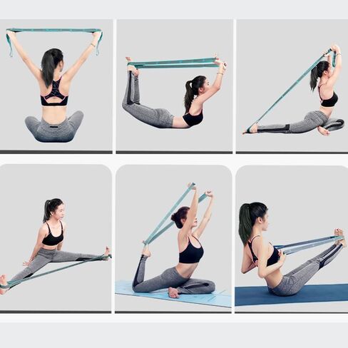 حزام اليوغا، حزام اليوغا المطاطي، حزام تمرين متعدد الحلقات قابل للتعديل للعلاج الطبيعي، التمارين الرياضية، المرونة، التعافي، الرقص والجمباز in Kuwait