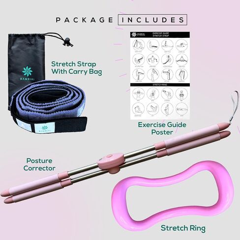 Stretch Set of 3– Posture Corrector, Yoga Stick Stretching Tool – Stretching Ring – Stretch Strap with Carry Bag– Perfect for Yoga, Pilates and Physical Therapy (Blue) in Saudi Arabia