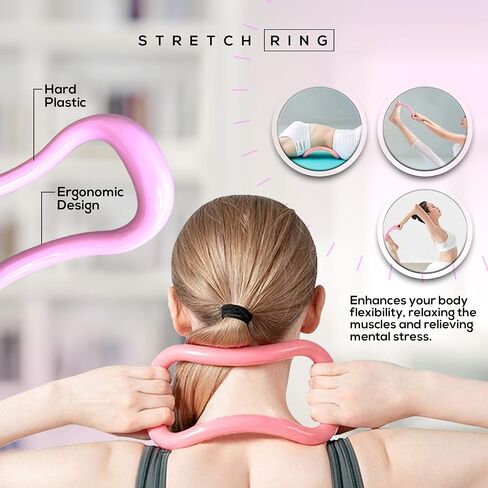 Stretch Set of 3– Posture Corrector, Yoga Stick Stretching Tool – Stretching Ring – Stretch Strap with Carry Bag– Perfect for Yoga, Pilates and Physical Therapy (Blue) in Saudi Arabia