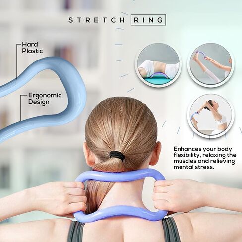 Stretch Set of 3– Posture Corrector, Yoga Stick Stretching Tool – Stretching Ring – Stretch Strap with Carry Bag– Perfect for Yoga, Pilates and Physical Therapy (Blue) in Saudi Arabia